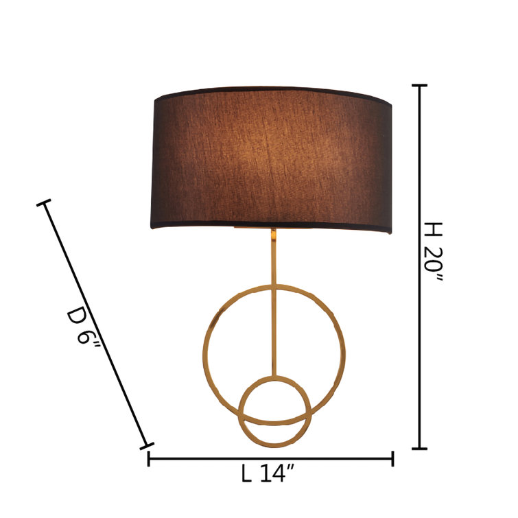 Black and Brass Dimmable Plug-In Wall Sconce