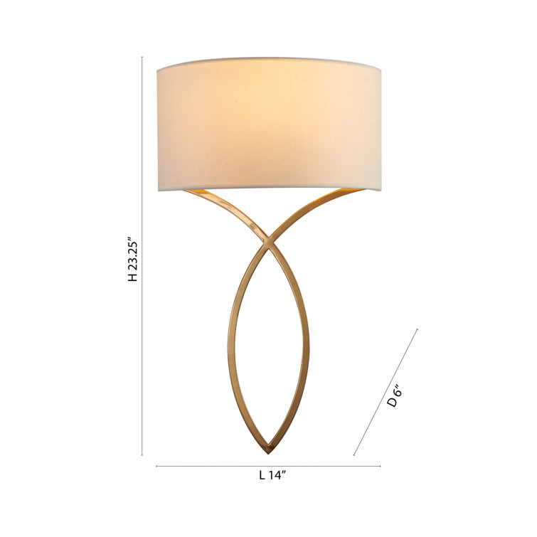 Antique Brass 14" Dimmable Wall Sconce with Off-White Shade
