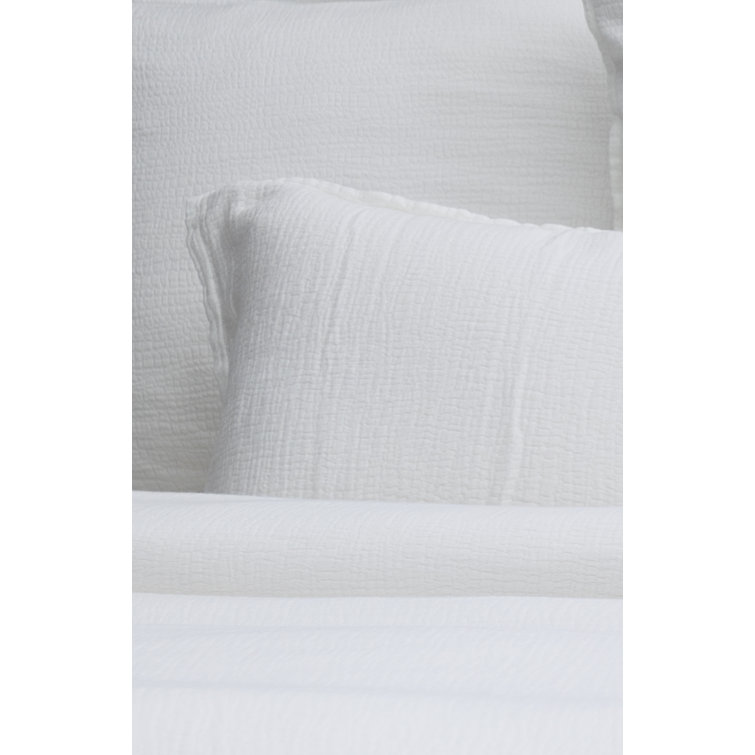 White Twin Cotton Duvet Cover Set with Standard Sham