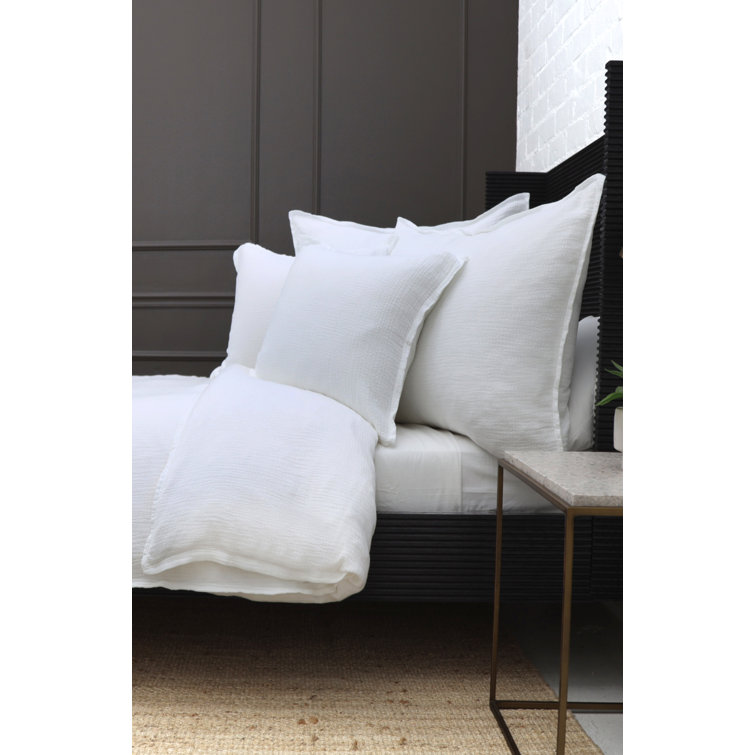 White Twin Cotton Duvet Cover Set with Standard Sham