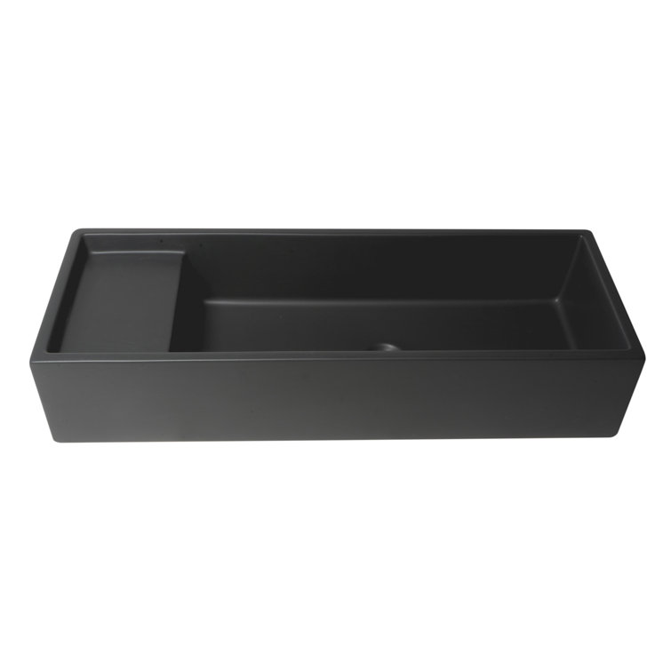 Matte Black Ceramic Rectangular Above-Counter Bathroom Sink