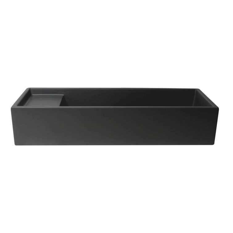Matte Black Ceramic Rectangular Above-Counter Bathroom Sink