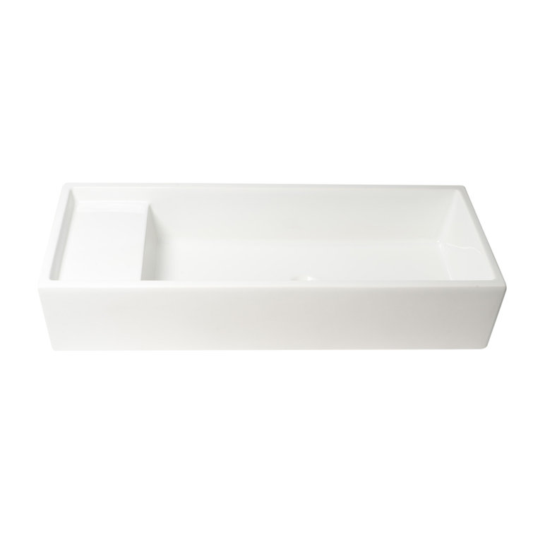 White Ceramic 39.4'' Rectangular Bathroom Trough Sink