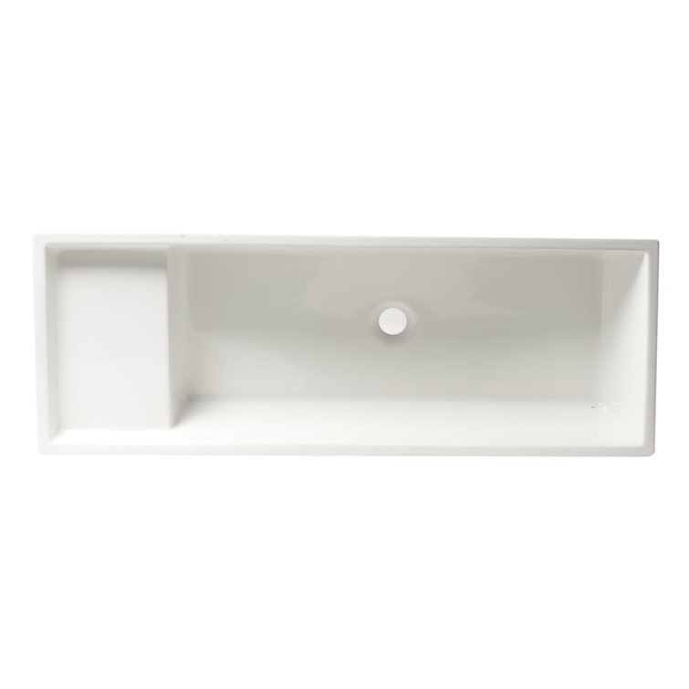 White Ceramic 39.4'' Rectangular Bathroom Trough Sink