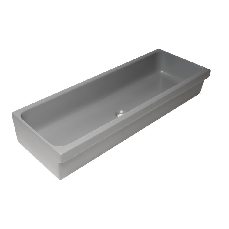 48" Matte Gray Ceramic Undermount Vessel Sink