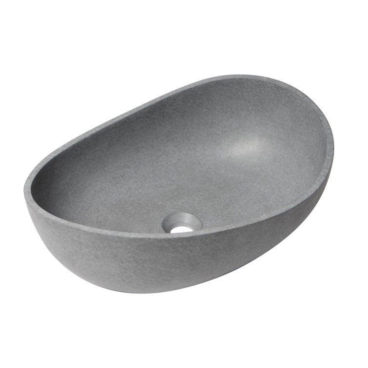 Gray Matte Ceramic Oval Above Mount Bathroom Sink