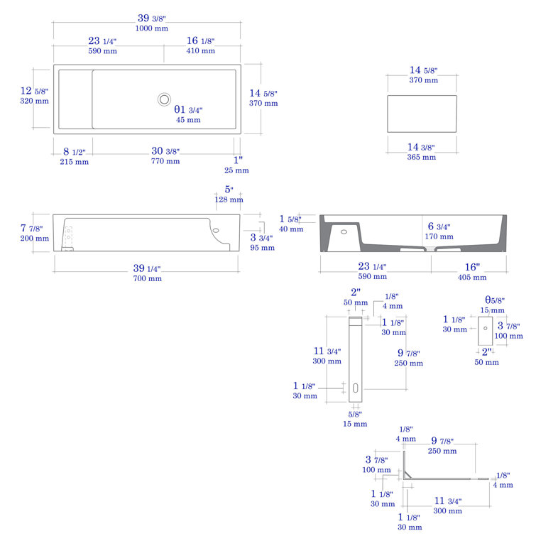 Matte Black Ceramic Rectangular Above-Counter Bathroom Sink