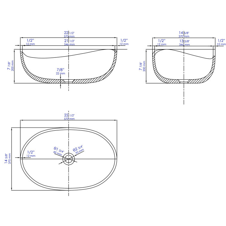 Gray Matte Ceramic Oval Above Mount Bathroom Sink