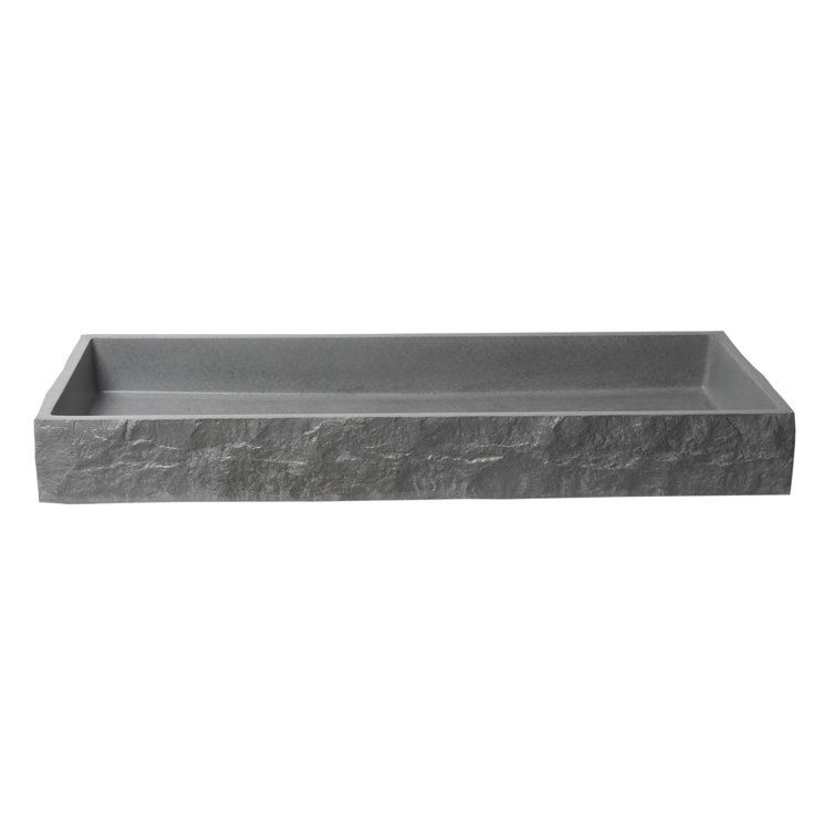 Gray Matte Concrete Rectangular Bathroom Sink, 39.6"