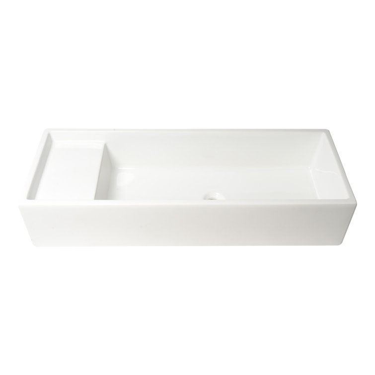 White Ceramic 39.4'' Rectangular Bathroom Trough Sink