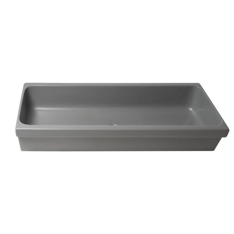 48" Matte Gray Ceramic Undermount Vessel Sink