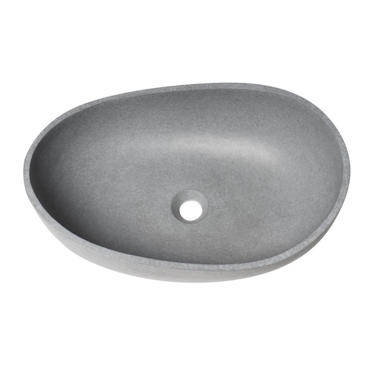 Gray Matte Ceramic Oval Above Mount Bathroom Sink