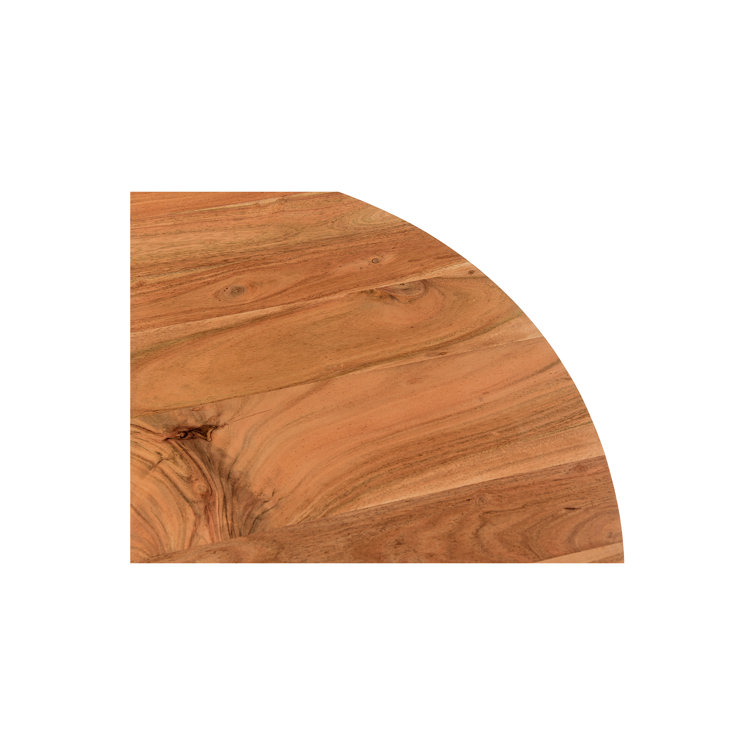 Natural Solid Wood Round Coffee Table with Semi-Gloss Finish