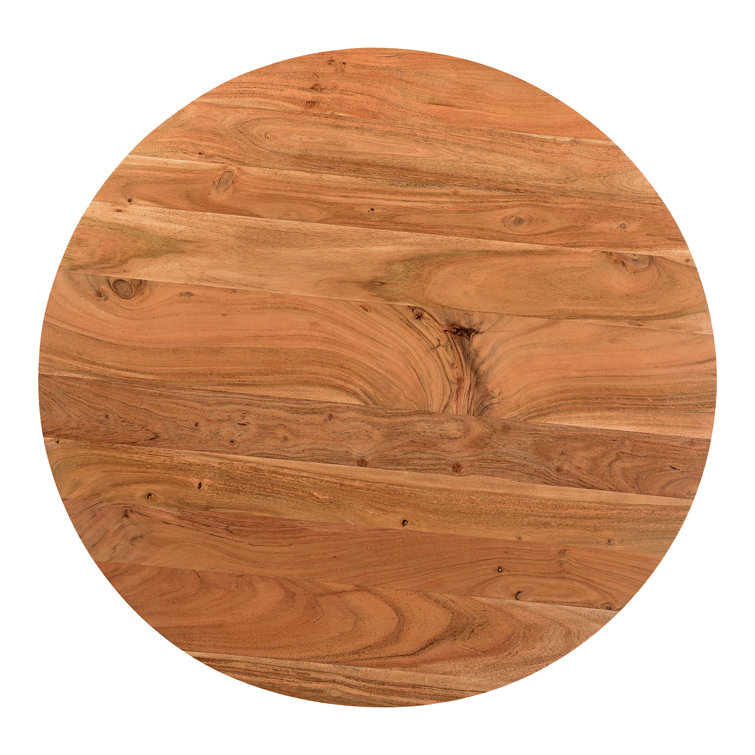 Natural Solid Wood Round Coffee Table with Semi-Gloss Finish