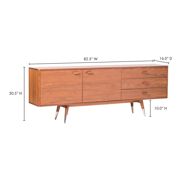 Sienna Walnut Mid-Century Modern Sideboard with Tapered Legs