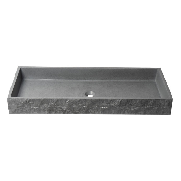 Gray Matte Concrete Rectangular Bathroom Sink, 39.6"