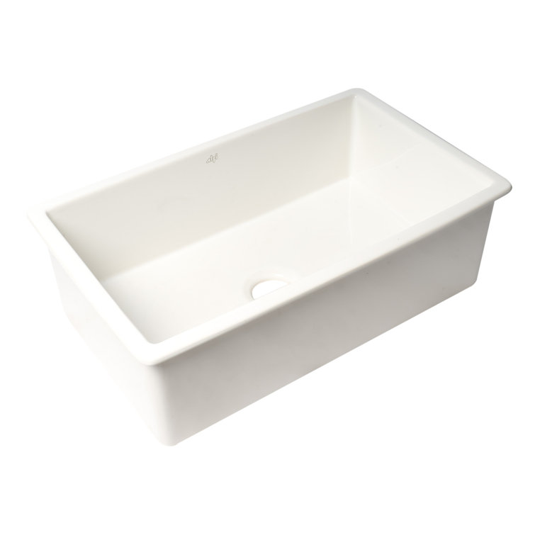 White Fireclay 32" Drop-In Farmhouse Kitchen Sink