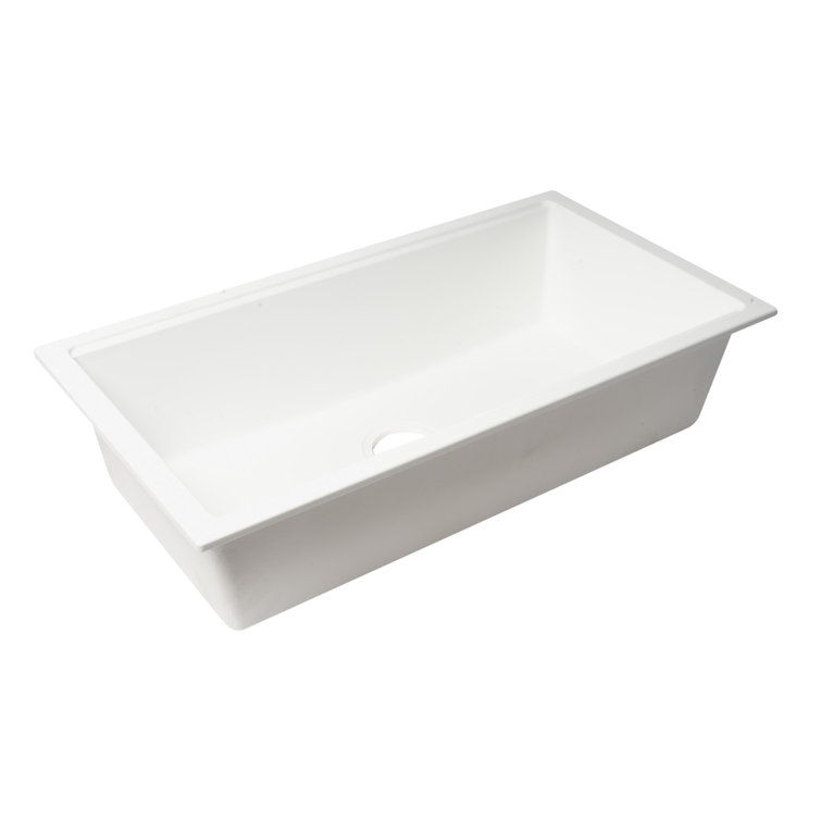 White Granite Composite Rectangular Undermount Single Bowl Kitchen Sink