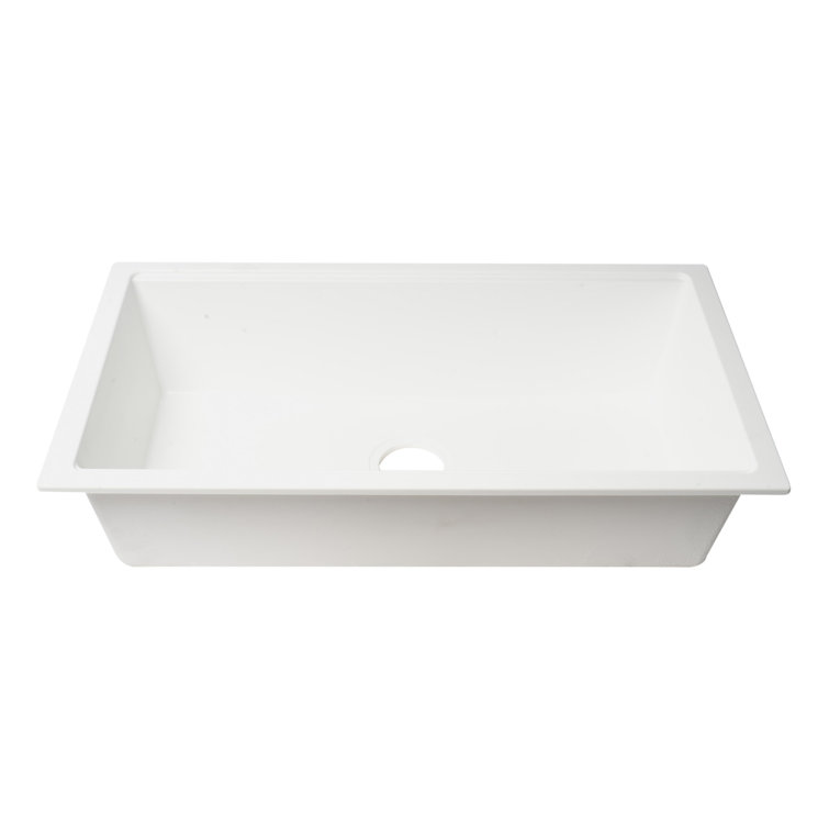 White Granite Composite Rectangular Undermount Single Bowl Kitchen Sink