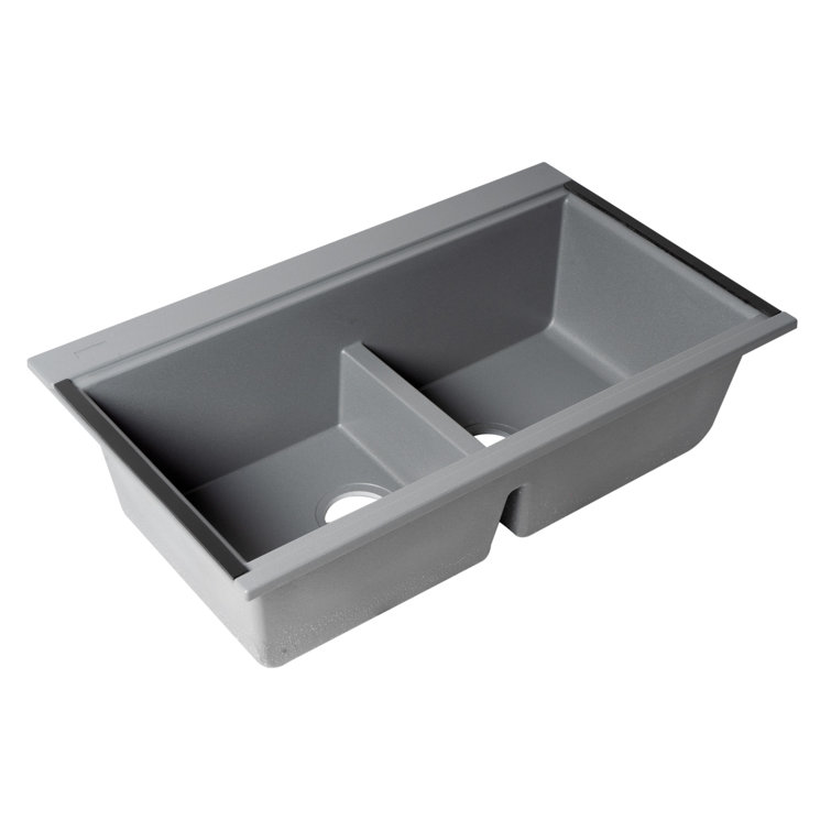 Titanium Granite Composite Double Bowl Undermount Kitchen Sink