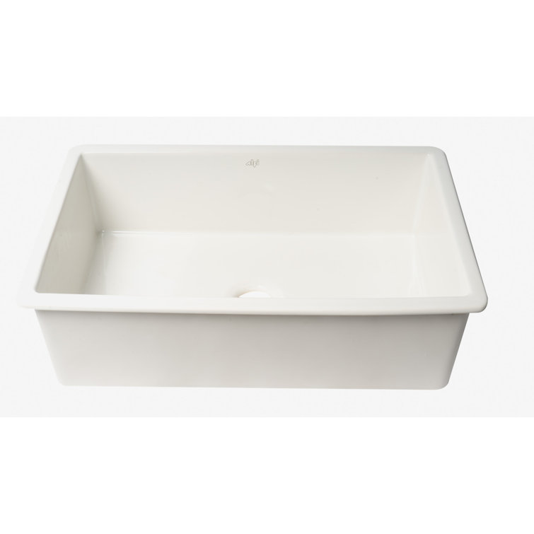 White Fireclay 32" Drop-In Farmhouse Kitchen Sink