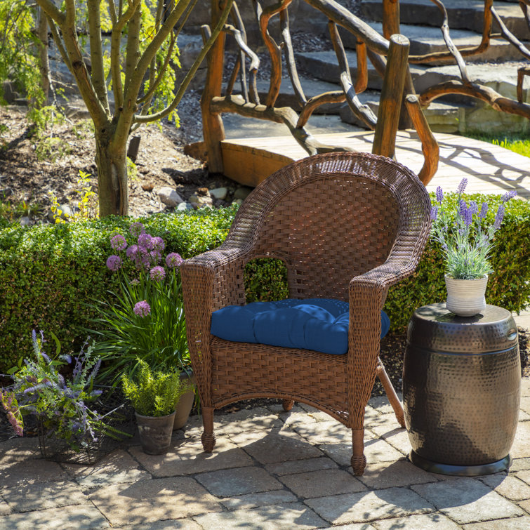 Cobalt Blue Polyester Outdoor Wicker Chair Cushion Set