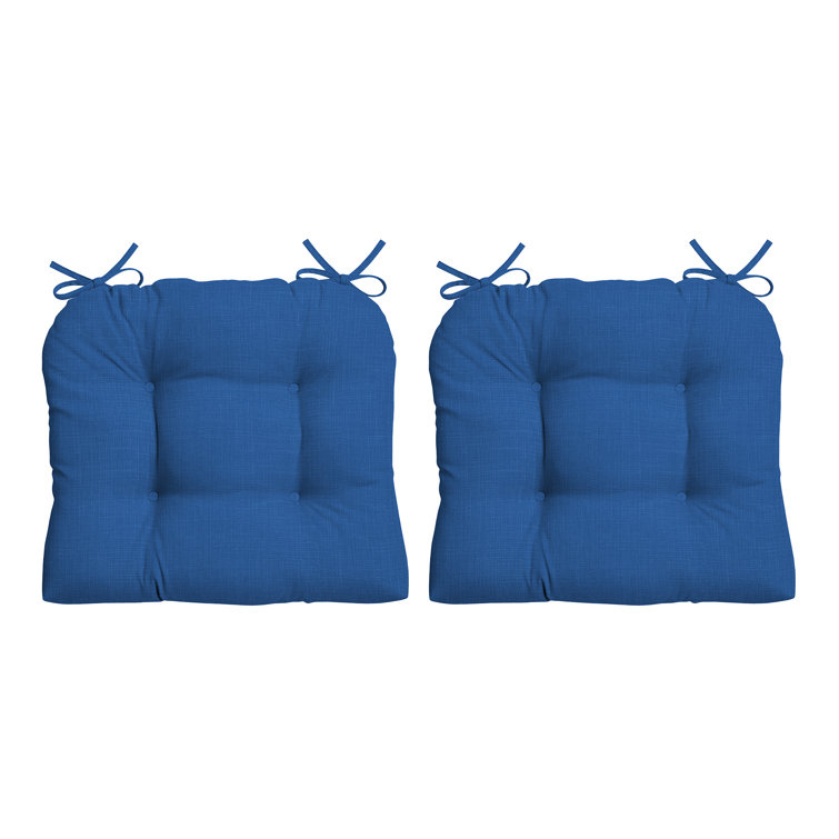 Cobalt Blue Polyester Outdoor Wicker Chair Cushion Set
