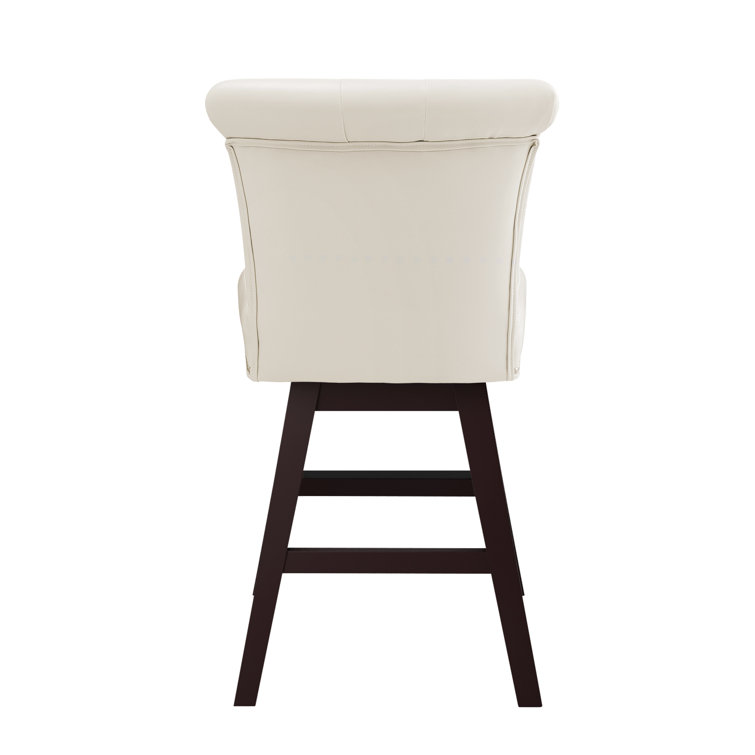 Antique White Swivel Upholstered Counter Stools Set of 2