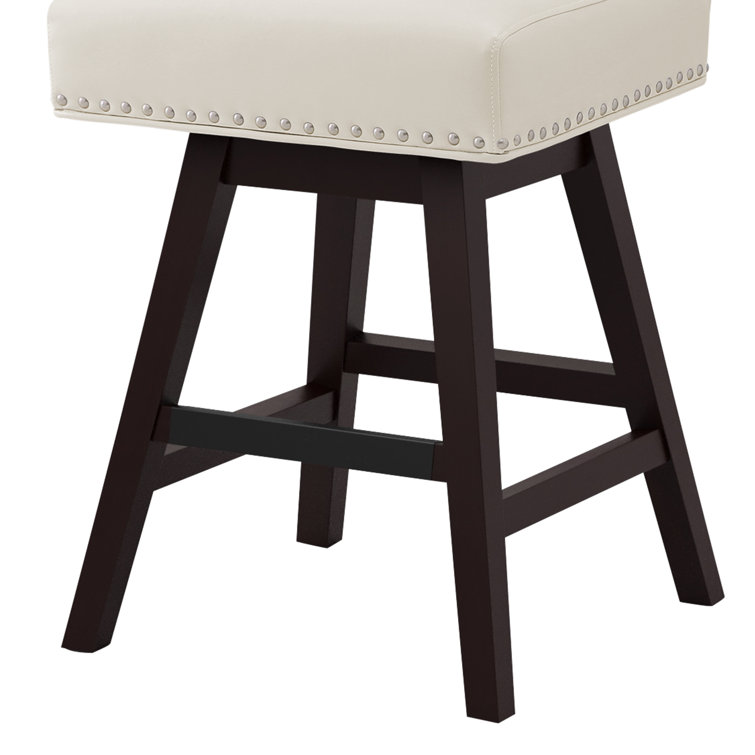 Antique White Swivel Upholstered Counter Stools Set of 2