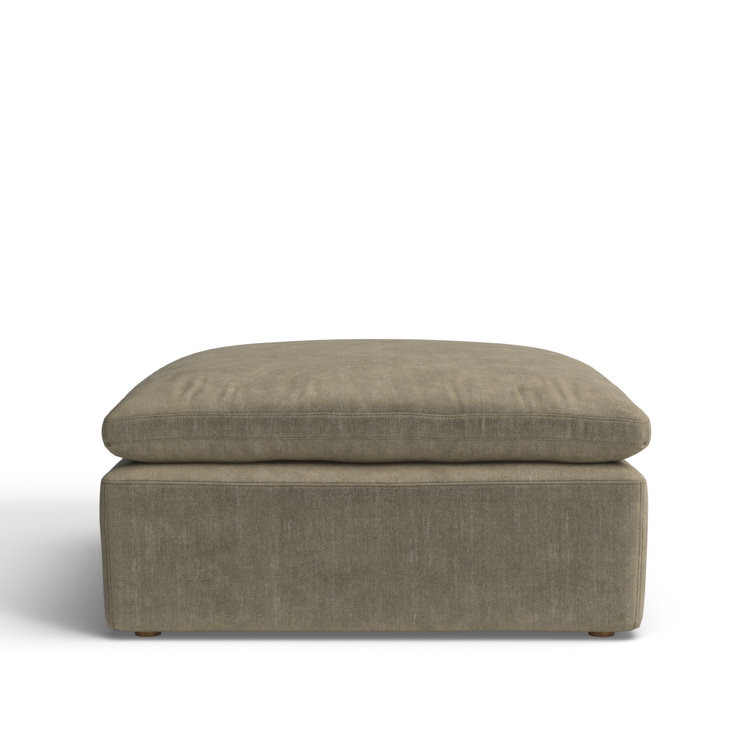 Desert Sage Performance Fabric Square Ottoman with Feather Cushion