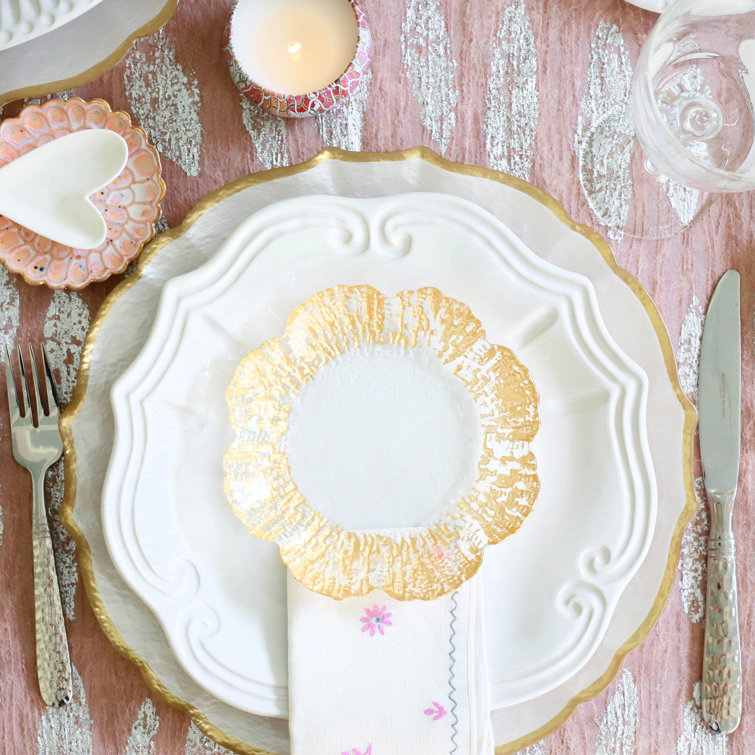 Elegant Gold-Plated Glass Canape Plate with Scallop Embellishment
