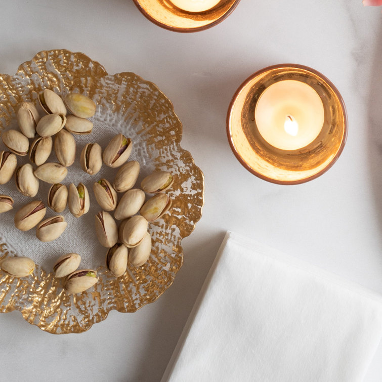 Elegant Gold-Plated Glass Canape Plate with Scallop Embellishment