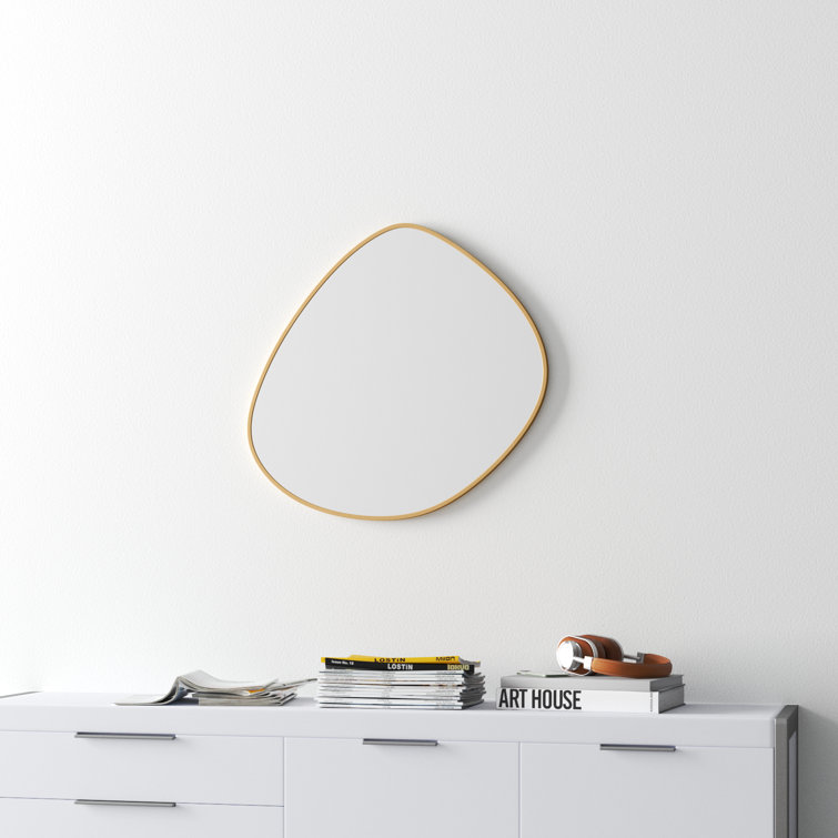 Gold Asymmetrical Metal Framed Wall Mirror