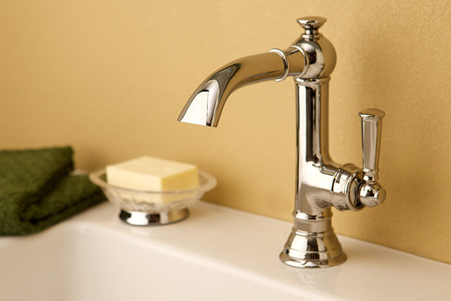 Aylesbury Satin Brass Single Hole Lever Bathroom Faucet