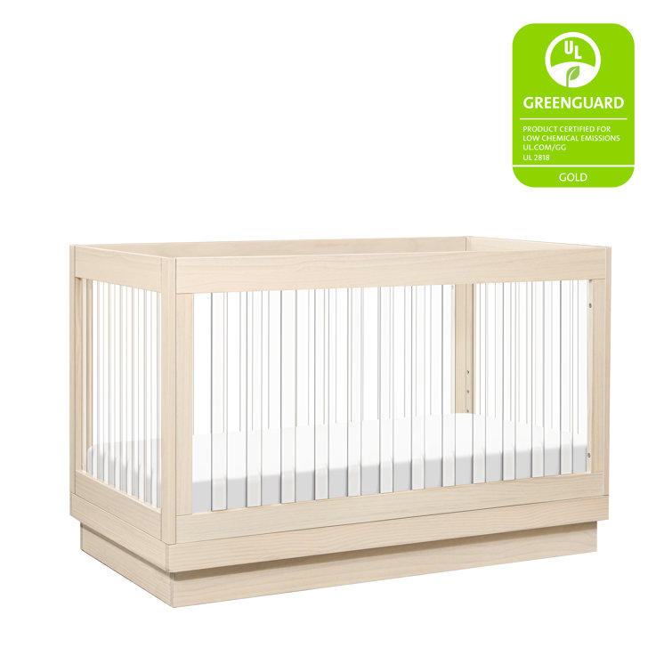Washed Natural Pine and Acrylic 3-in-1 Convertible Crib