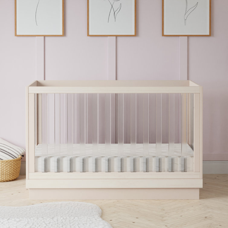 Washed Natural Pine and Acrylic 3-in-1 Convertible Crib