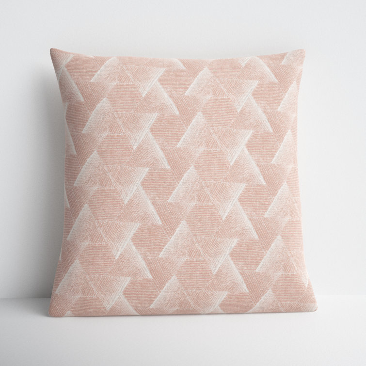 Blush Embroidered Cotton Velvet Square Throw Pillow