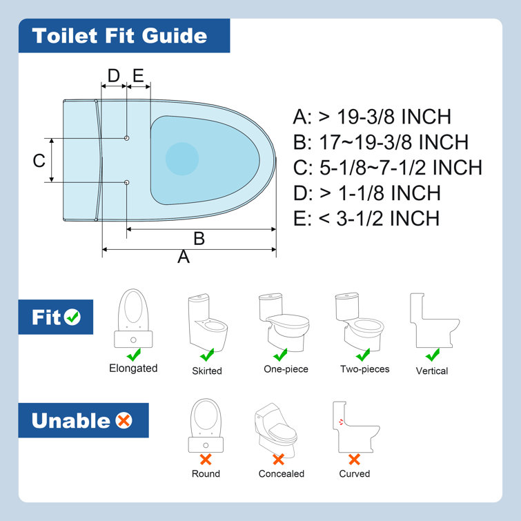 White Elongated Electric Smart Bidet Seat with Heated Features