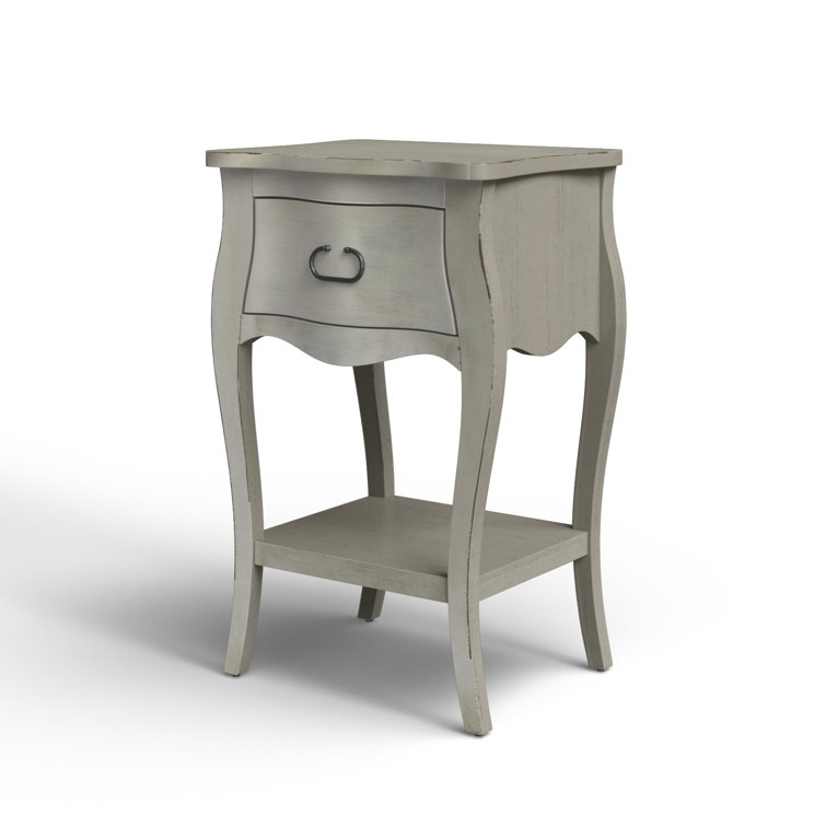 Esmerelda Mahogany Veneer Curvy 1-Drawer Nightstand with Shelf