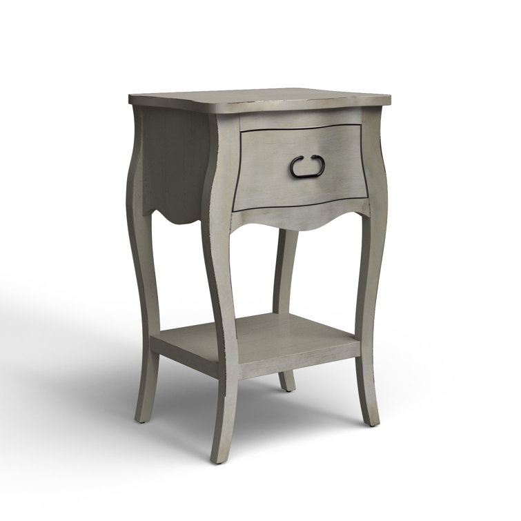 Esmerelda Mahogany Veneer Curvy 1-Drawer Nightstand with Shelf