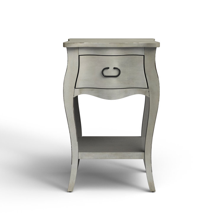 Esmerelda Mahogany Veneer Curvy 1-Drawer Nightstand with Shelf