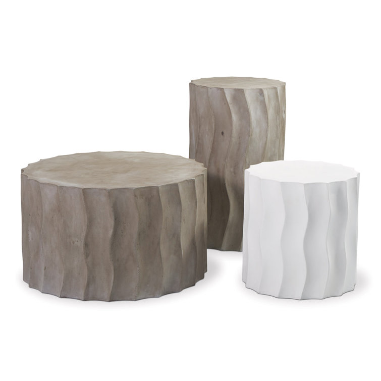 Slate Gray Ceramic Outdoor Round Side Table - 15"