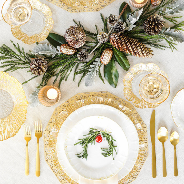 Gold Foil Textured Round Glass Serving Bowl