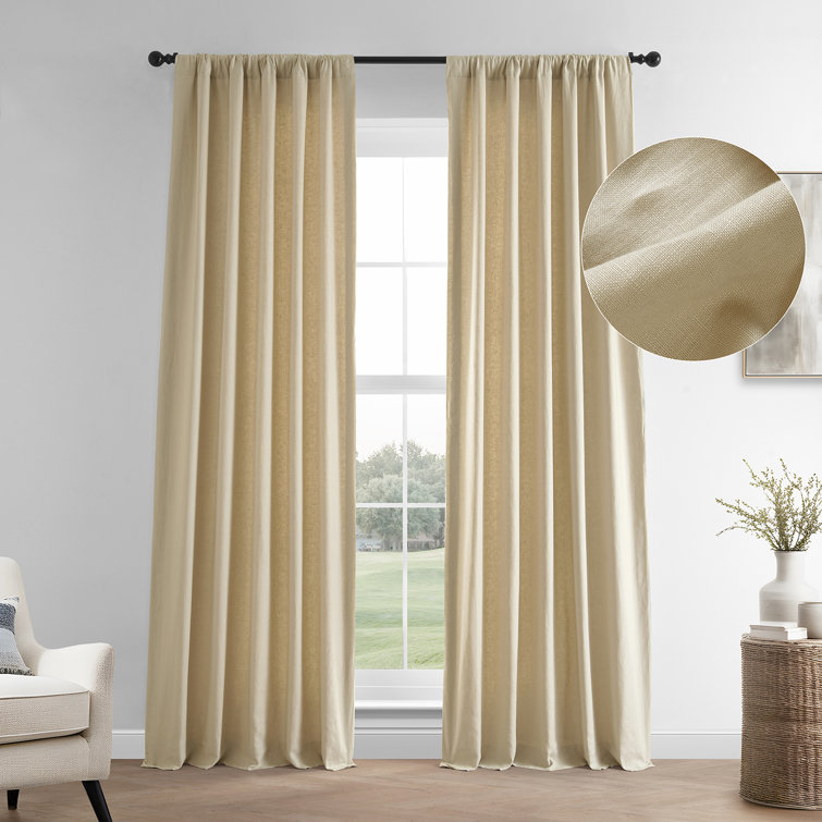 Walnut Beige Linen Room-Darkening Curtain Panel 50'' W