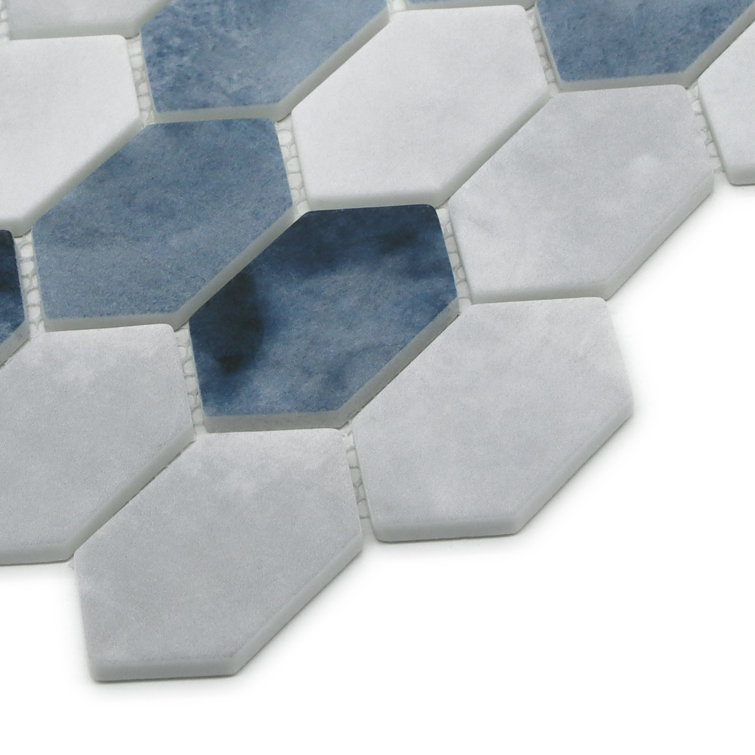 10.75" x 10.12" Hexagonal Recycled Glass Wall & Floor Tile
