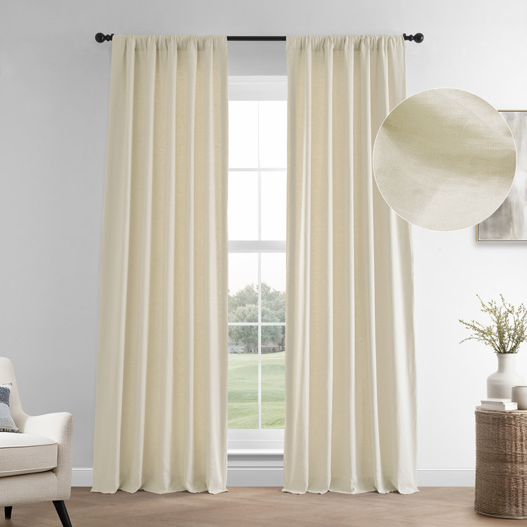 Ancient Ivory Linen Room Darkening Curtain Panel 50'' W