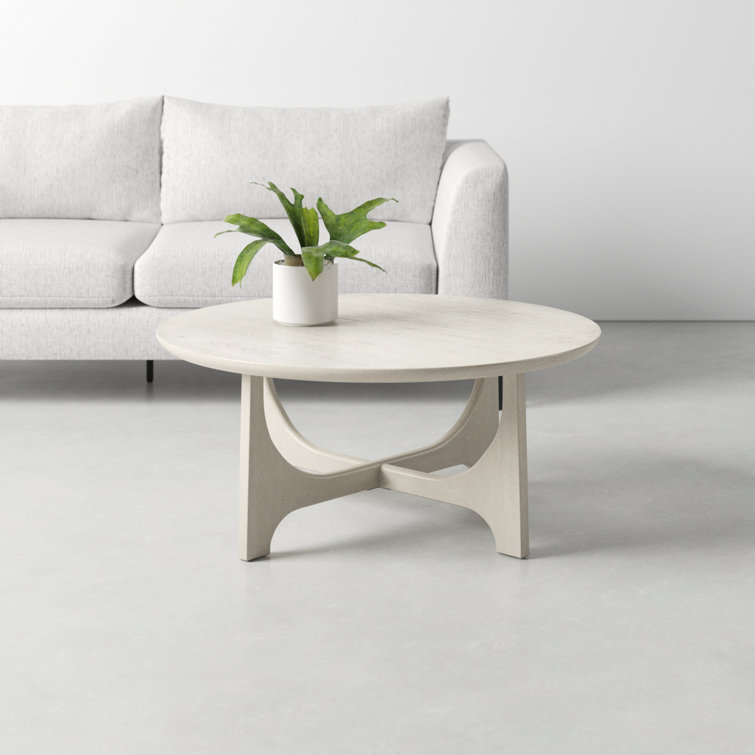 White Washed Round Manufactured Wood Coffee Table