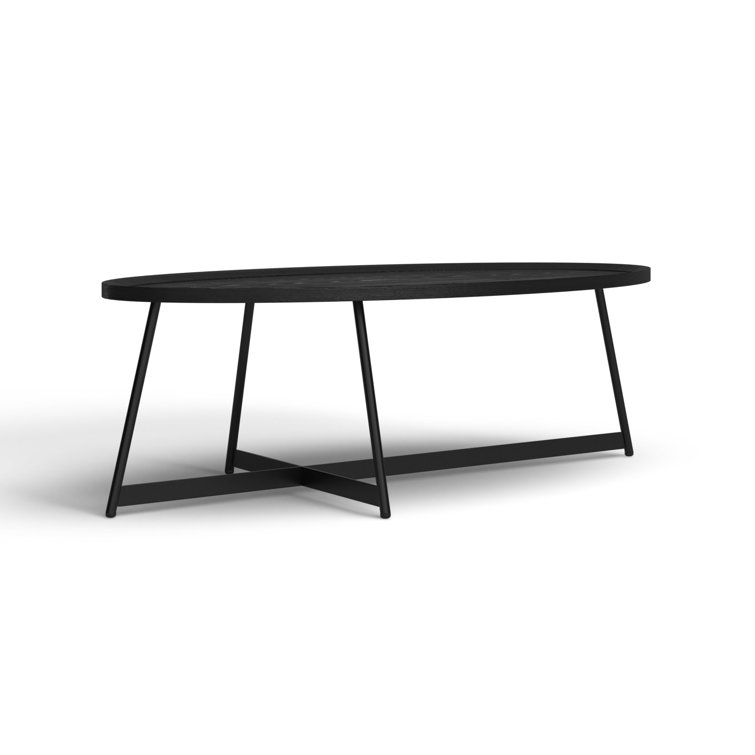 Gweneth Black Ash Oval Coffee Table with Raised Rim