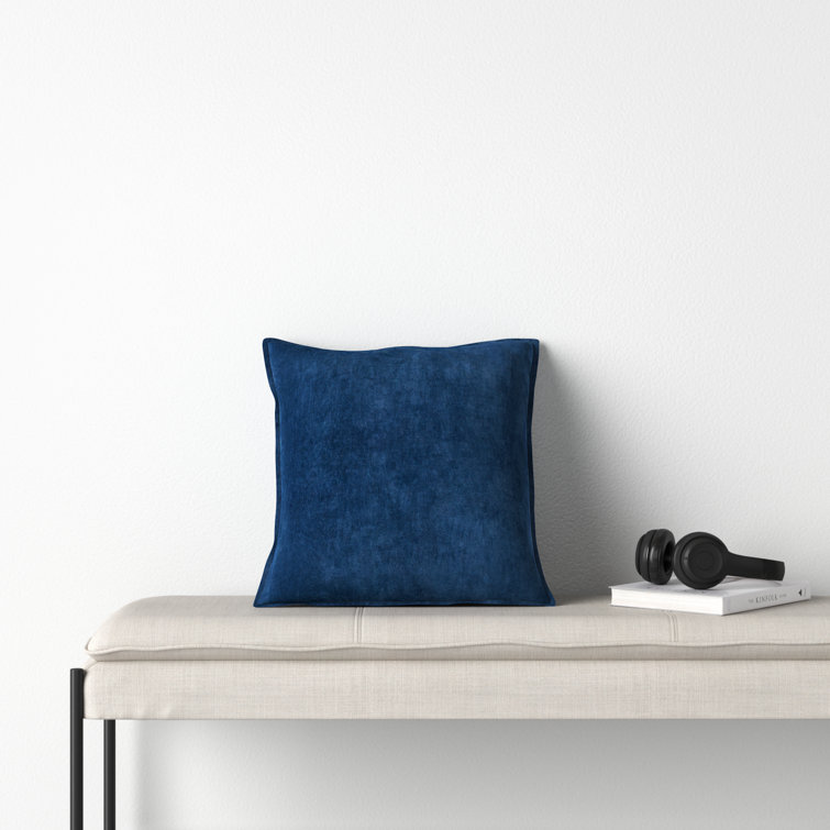 Navy Velvet-Like 20'' x 20'' Cotton Throw Pillow Cover