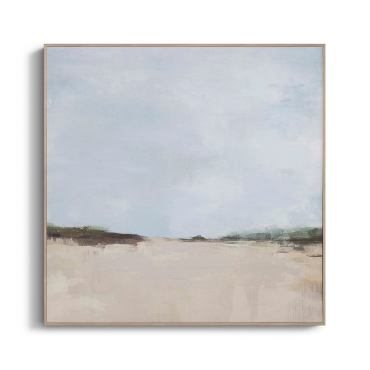 Countryside Landscape Framed Canvas Painting with Pine Frame
